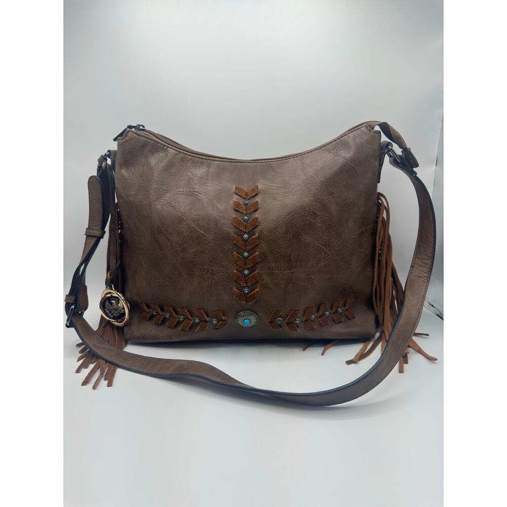 Ameri Mode Western Fringe Shoulder Bag Turquoise … - image 1